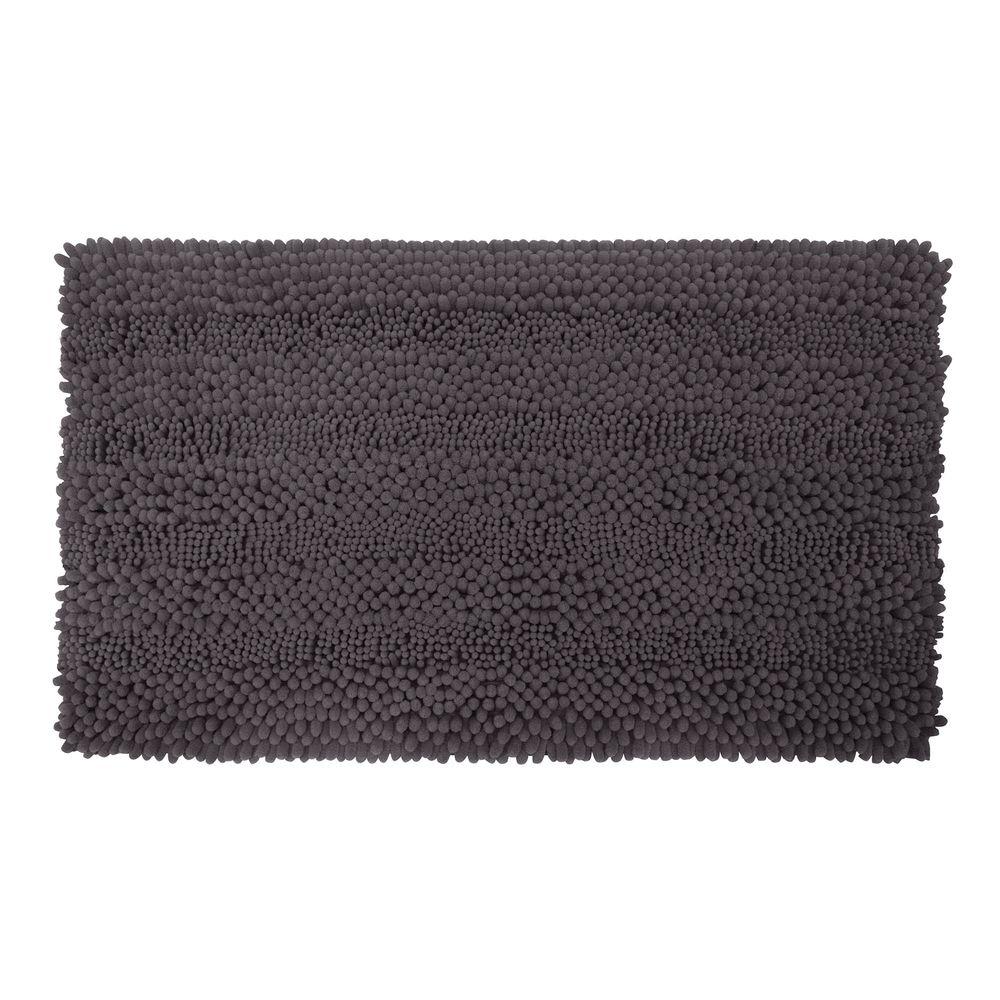 Slipx Solutions 17 In X 29 Cloud Bath Mat With Microban Astor Striped Chenille Dark Grey 17 In X 24 Plush