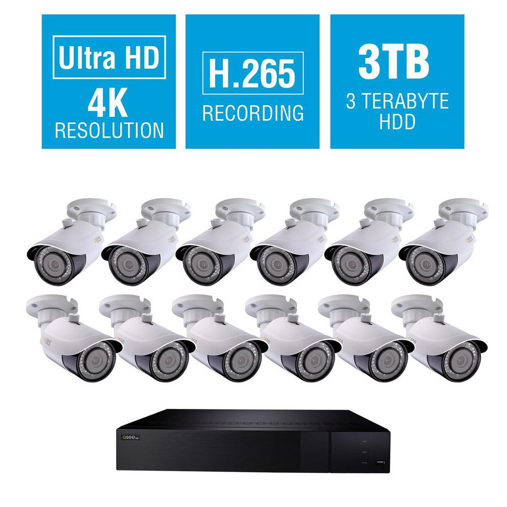 QSEE 16Channel 4K 2TB NVR Security Surveillance System with 16 Fixed