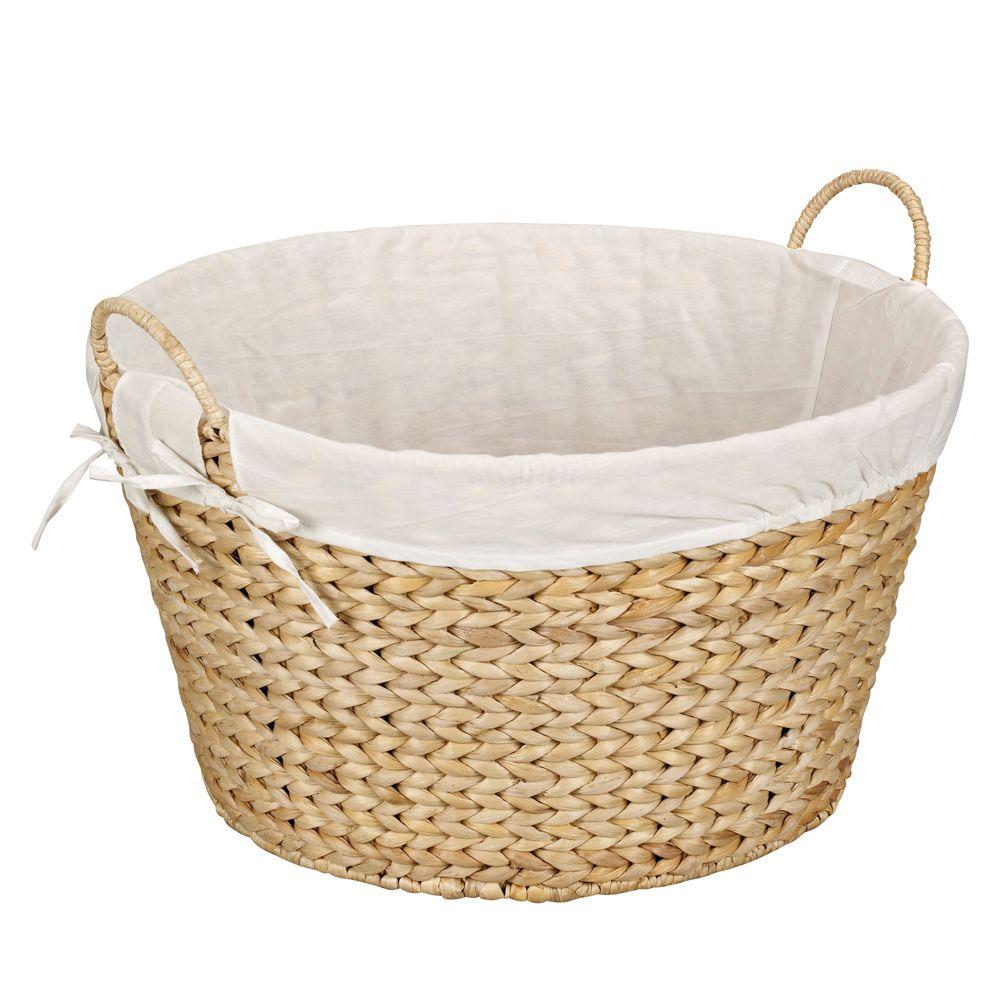 Household Essentials Round Banana Leaf Natural Laundry Basket