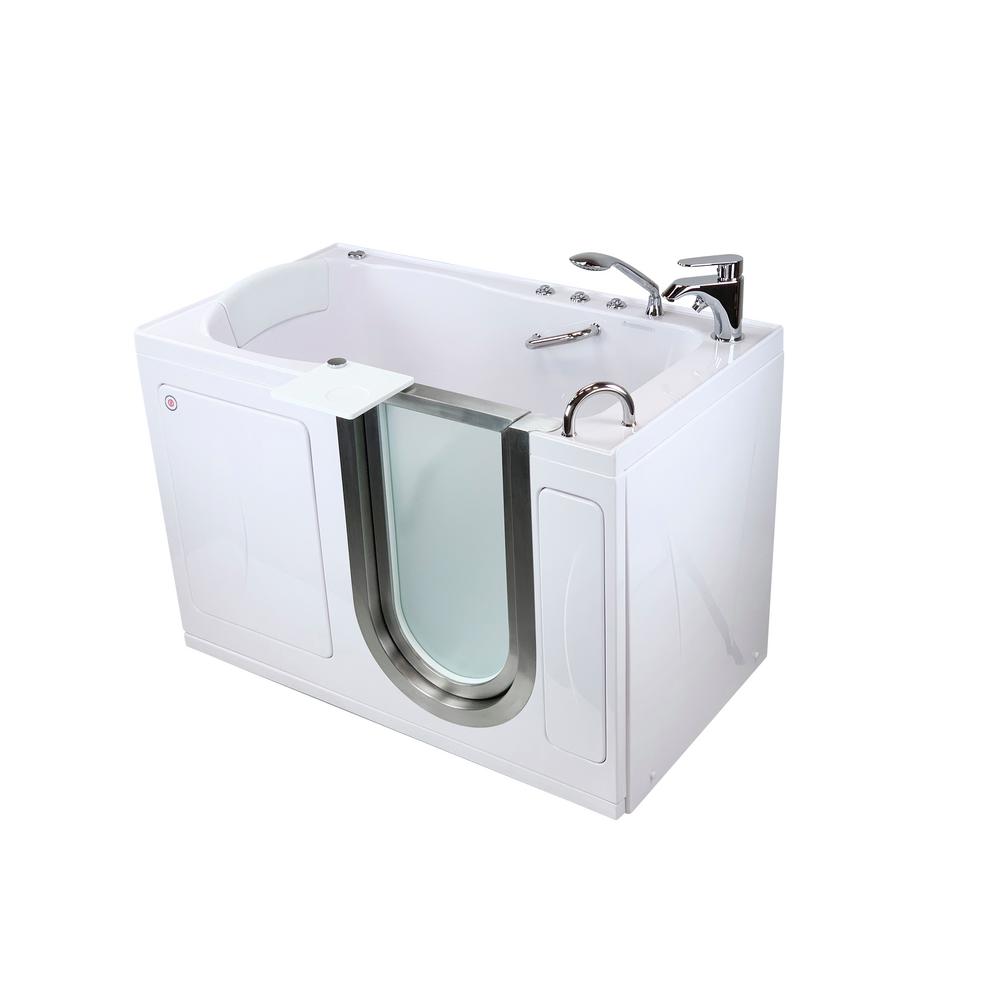 Ella Royal 52 in. Acrylic Walk-In Air Bath and Whirlpool Bathtub in White RH Door Fast Fill Faucet Heated Seat Dual Drain For Sale