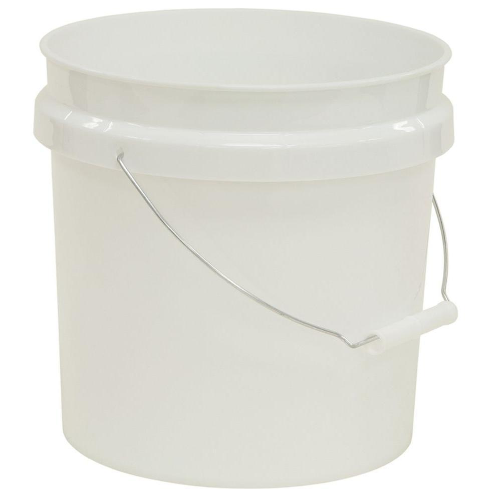 small white plastic buckets