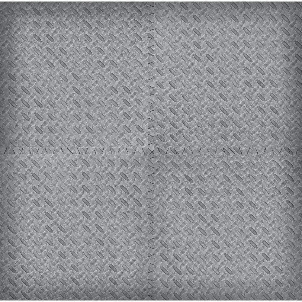 Trafficmaster Gray 24 In W X L 0 47 T Foam Interlocking Gym Garage Flooring Sq Ft 6 Pack 24228dphd The Home Depot T Foam Interlocking Gym Garage Flooring, Garage Gym Flooring Home Depot