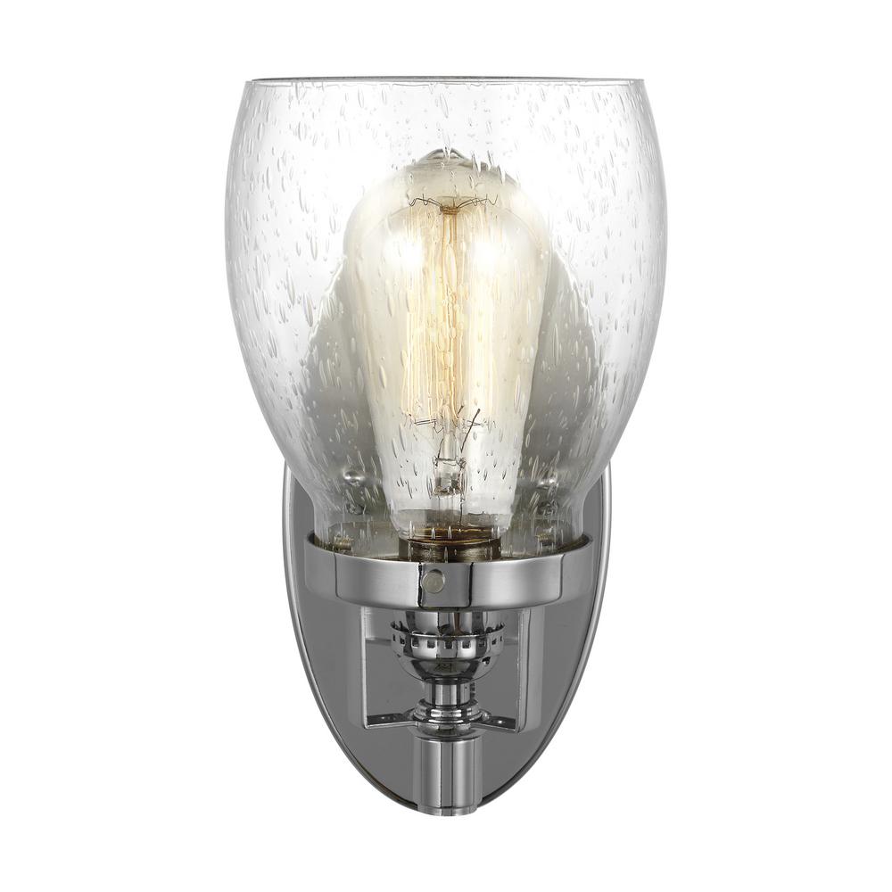 Sea Gull Lighting Belton 5.375 in. 1-Light Chrome Vanity Light with Clear Seeded Glass Shades was $80.9 now $48.54 (40.0% off)