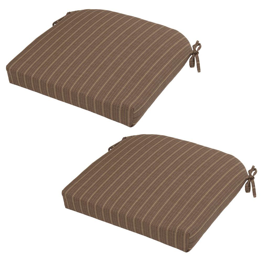 Hampton Bay Bark Stripe RapidDry Deluxe Outdoor Seat Cushion (2Pack