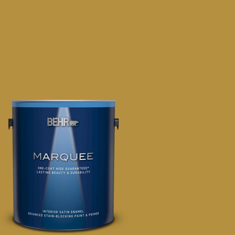 BEHR MARQUEE 1 gal. 370D7 Gold Satin Enamel Interior Paint