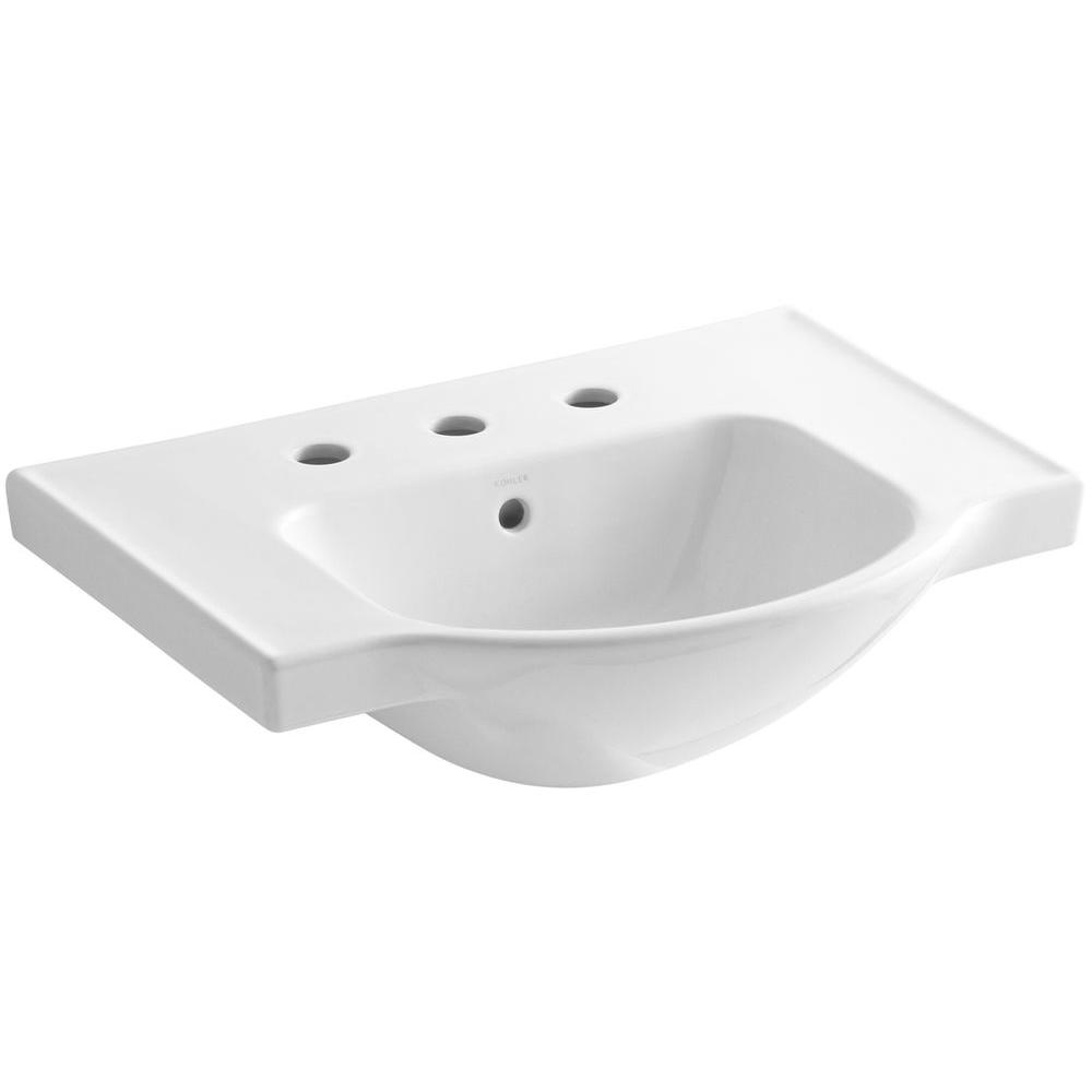 KOHLER Veer 24 in. Vitreous China Pedestal Sink Basin in White with