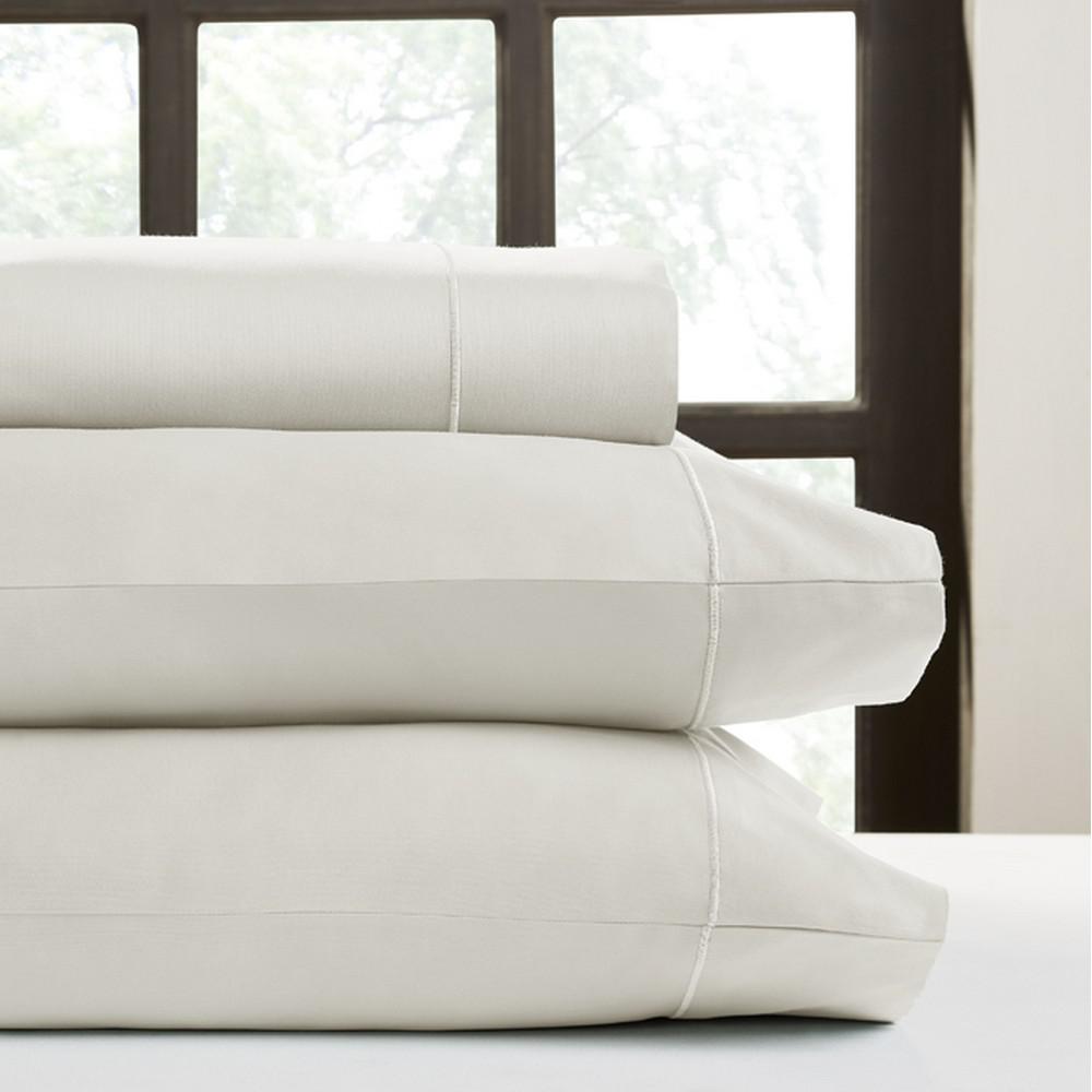 DEVONSHIRE COLLECTION OF NOTTINGHAM 4-Piece Ivory Solid 620 Thread Count Cotton Queen Sheet Set was $225.99 now $90.39 (60.0% off)
