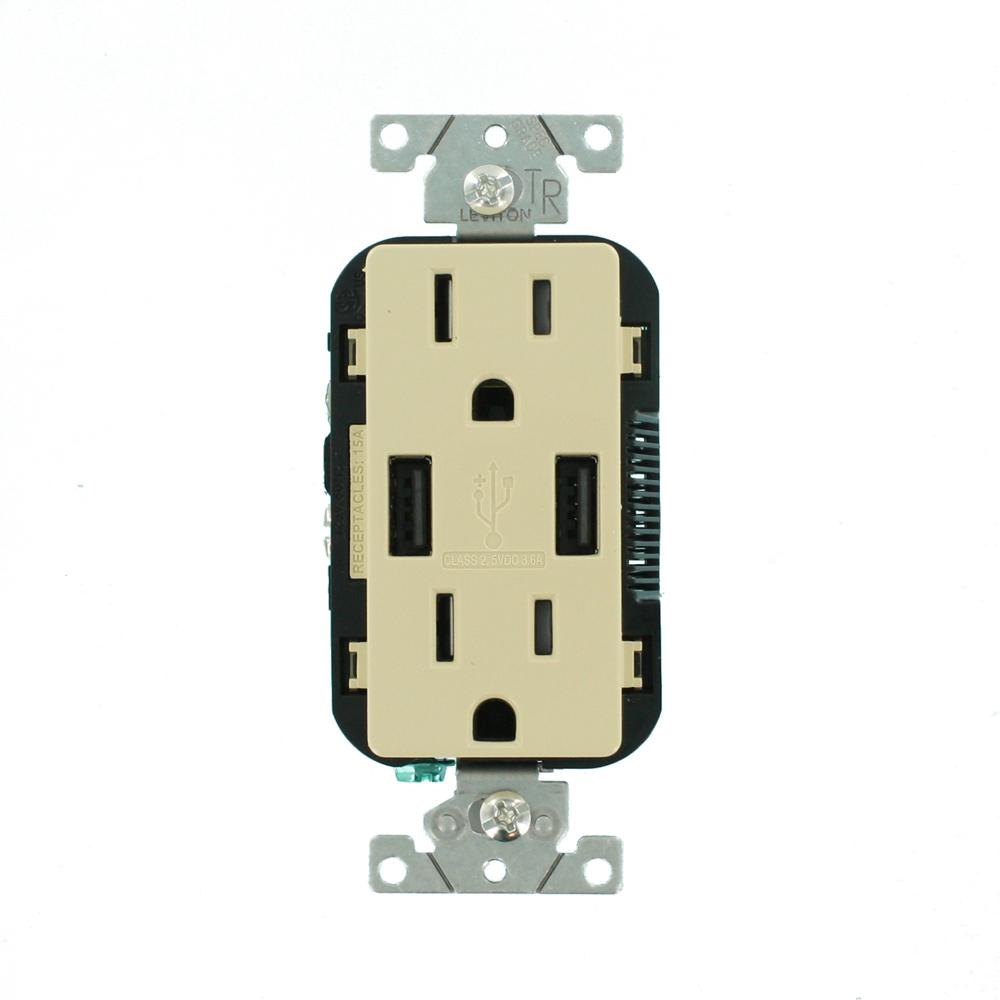 Leviton 3 6a Usb Dual Type A In Wall Charger With 15 Amp Tamper Usb Dual Type A In Wall Charger