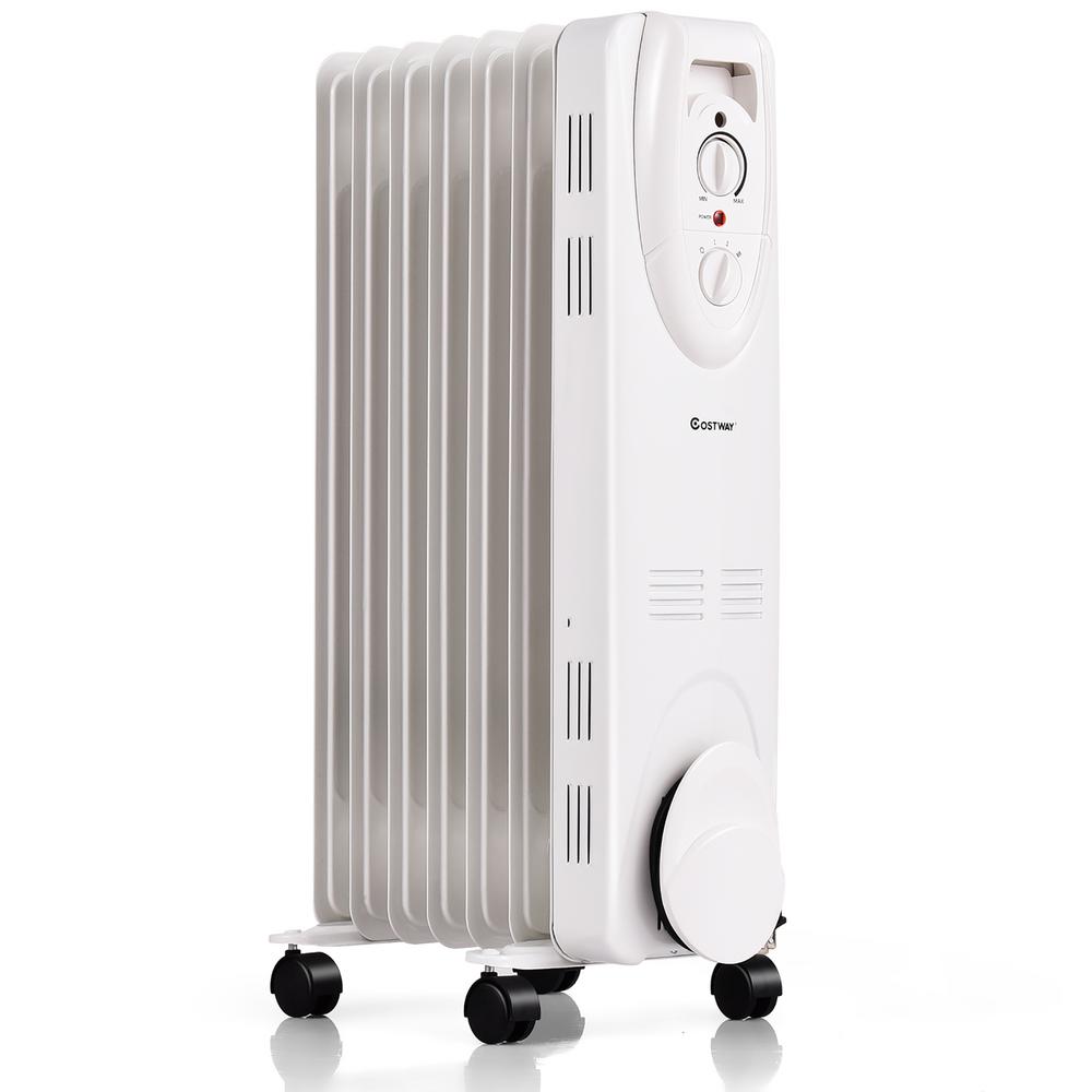 Costway Portable 1500-Watt Electric Oil-Filled Space Heater with ...