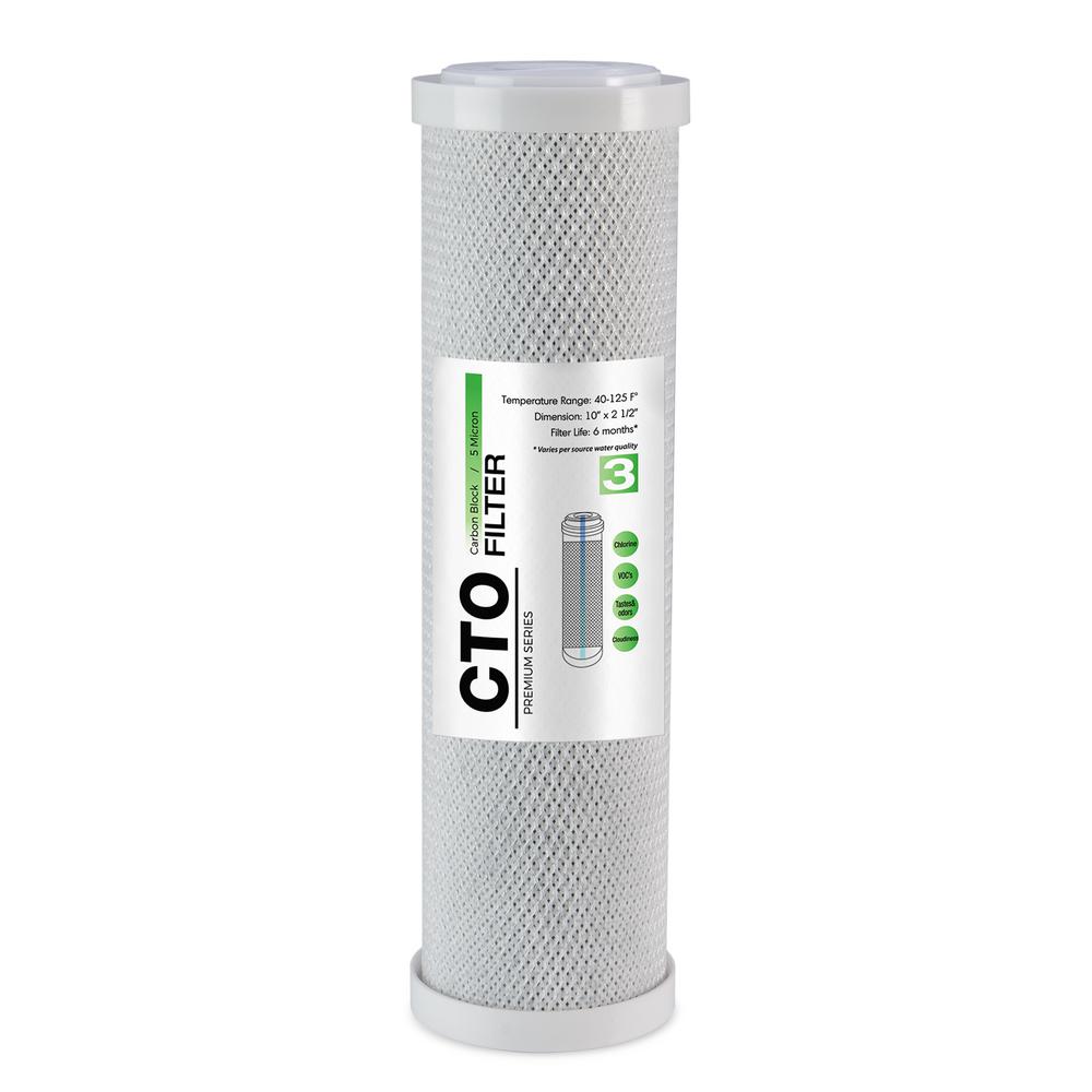10/" CTO Activated Carbon Water Filter Cartridge Replacement Stage 3 5 Micron