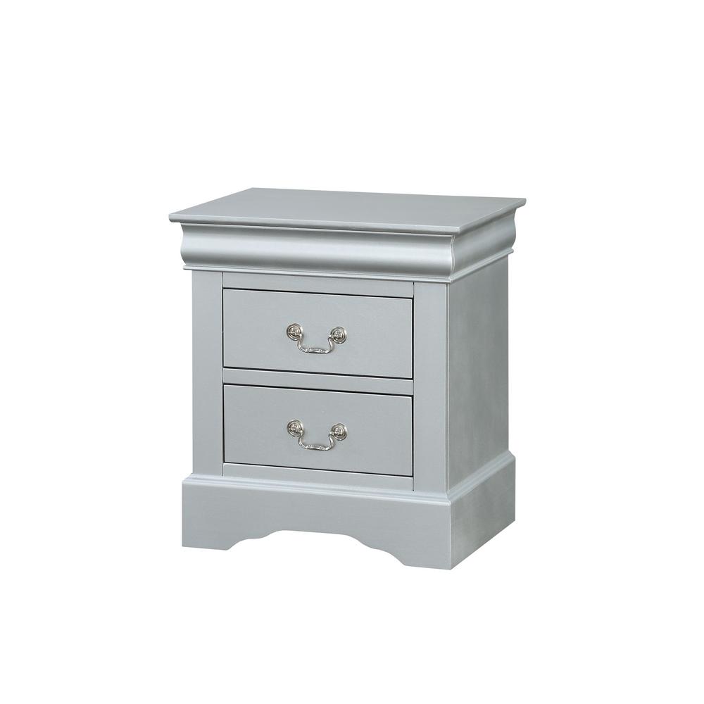 Amelia 2Drawer 15 in. x 21 in. x 24 in. Platinum Wood Nightstand