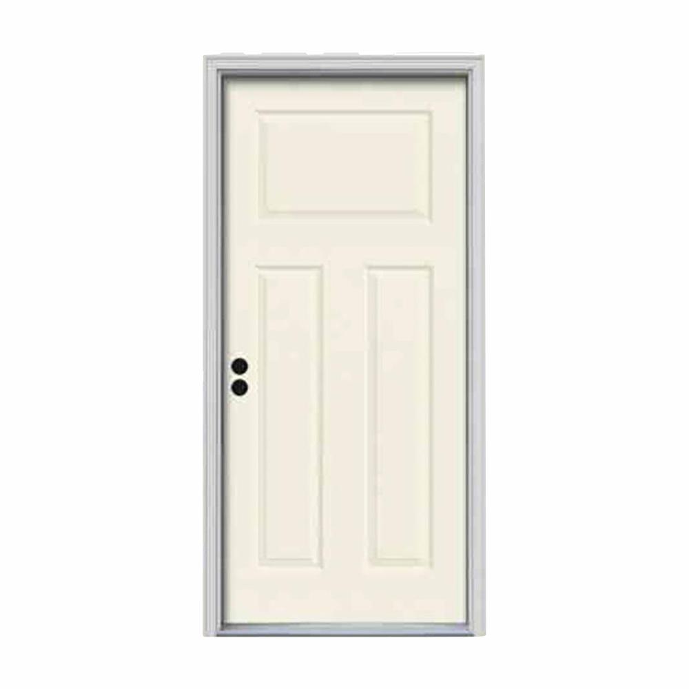 JELDWEN 30 in. x 80 in. 3Panel Craftsman Vanilla Painted JELDWEN 30 in. x 80 in. 3Panel Craftsman Vanilla Painted