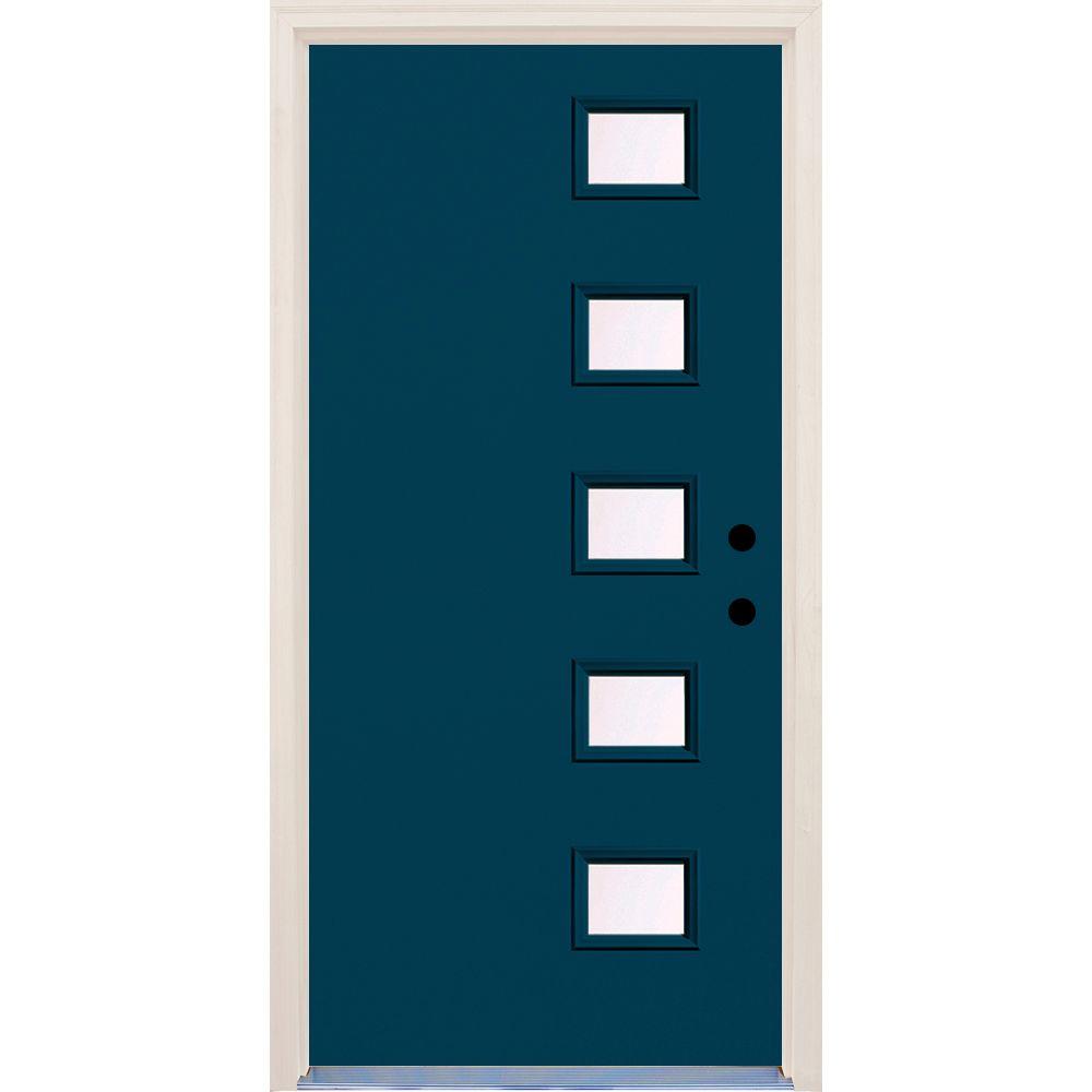 Blue Front Doors Exterior The Home Depot 36 In X 80 Left Hand Atlantis 5 Lite Clear Gl Painted