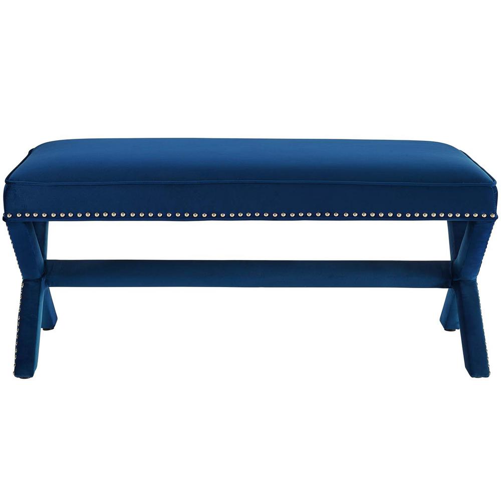 MODWAY Rivet Sea Blue Upholstered Velvet Bench EEI-3067-SEA - The Home ...