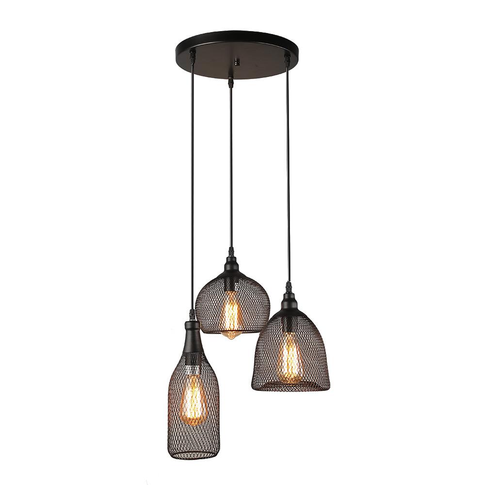 Lnc 3 Light Black Cage Chandelier A03247 The Home Depot Lnc 3 Light Black Cage Chandelier