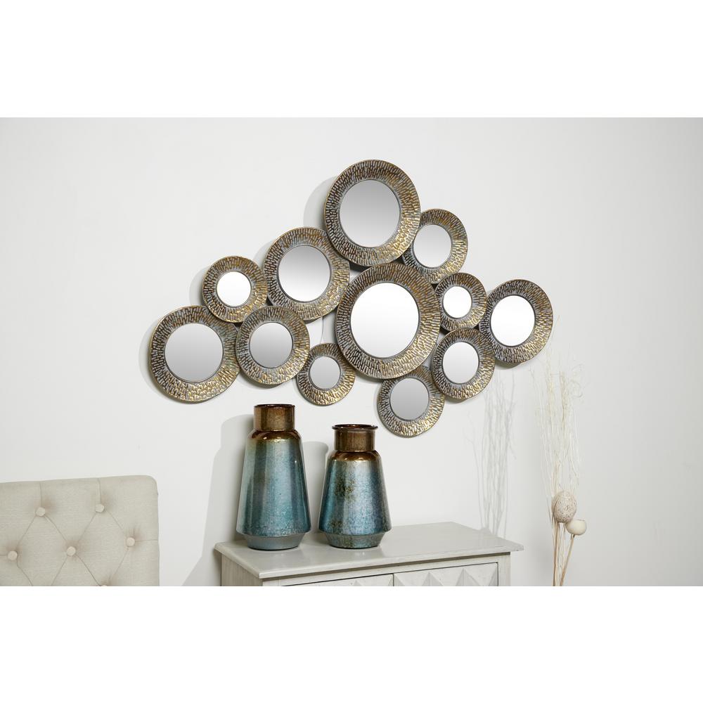 Litton Lane Round Gold Wall Mirrors Cluster 67122 The Home Depot