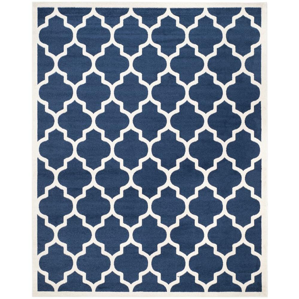 Geometric Blue Outdoor Rugs The Home Depot Amherst Navy Beige 9 Ft X 12 Indoor Outdoor Area Rug