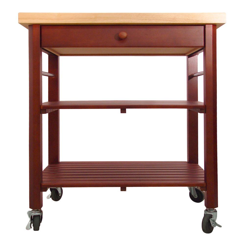 TRINITY EcoStorage Chrome Kitchen Cart with Bamboo TopTBFZ1401 The