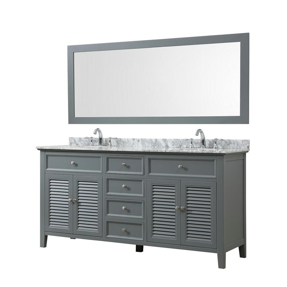 Direct vanity sink Shutter 70 in. Bath Vanity in Gray with White
