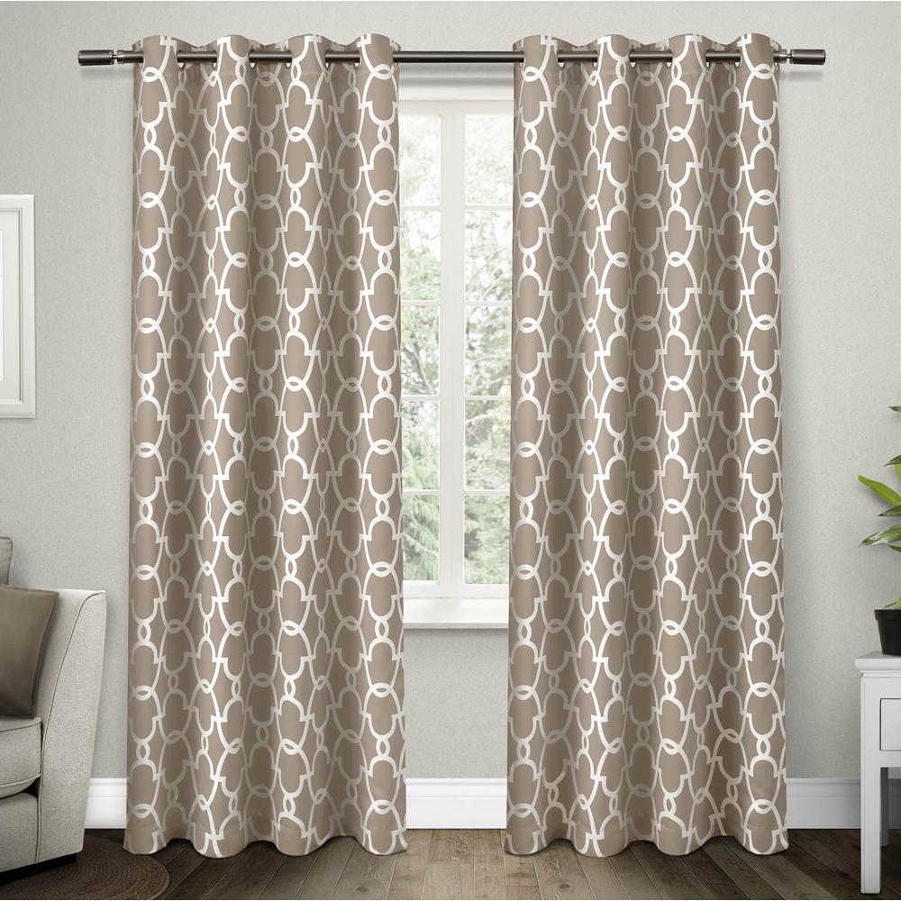 Gates Taupe Sateen Blackout Thermal Grommet Top Window CurtainEH8135