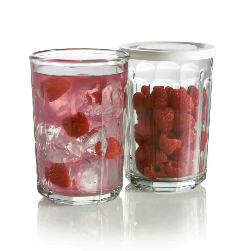 Luminarc Working 21 oz. Glass Storage Jar and Cooler with White lid (Set of 4) by Luminarc