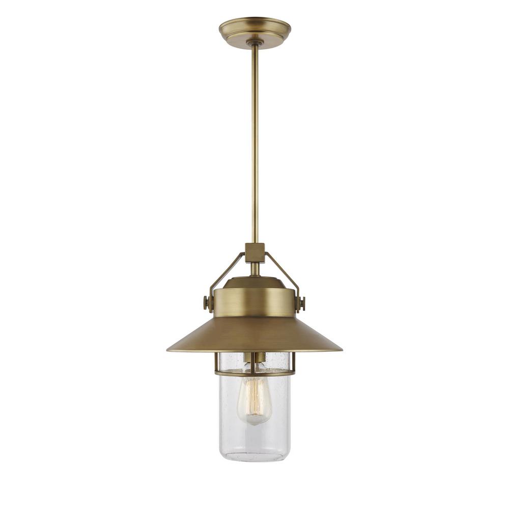 Feiss Boynton 1Light Painted Distressed Brass Outdoor Hanging Pendant
