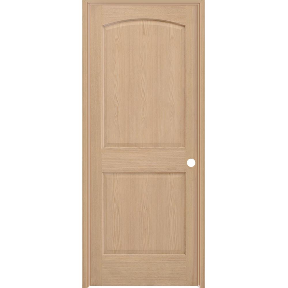 Steves & Sons 36 in. x 80 in. 2Panel Round Top Unfinished Red Oak Wood