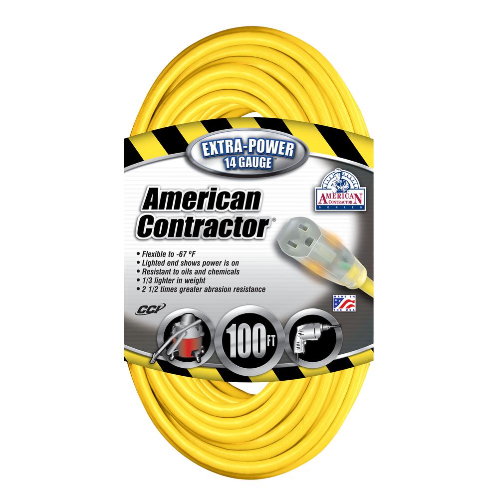 Southwire 100 ft. 14/3 SJEO Outdoor Medium-Duty T-Prene Extension Cord with... by Southwire