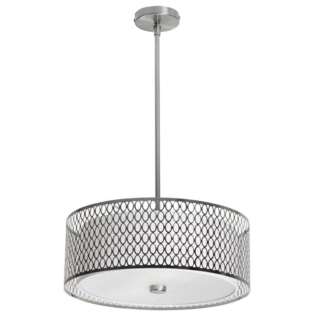 Global Direct 3Light Black Drum Pendant21891 The Home Depot