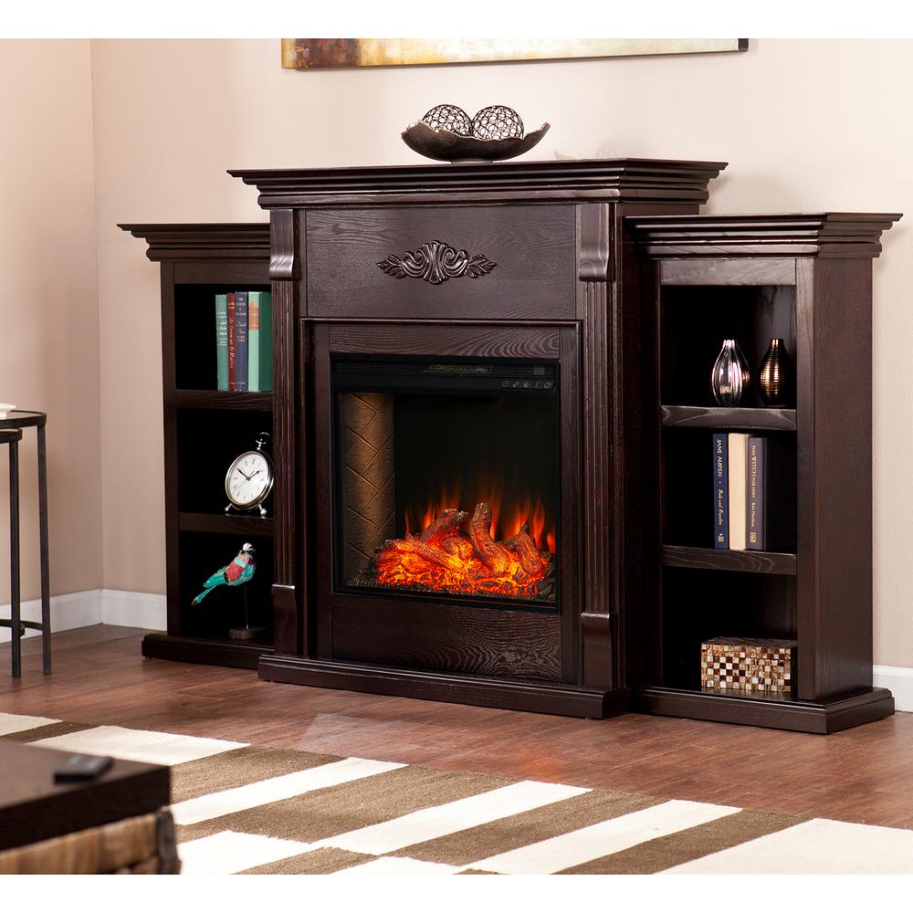 Southern Enterprises Bettram AlexaEnabled 70.25 in. Bookcase Electric Smart Fireplace in