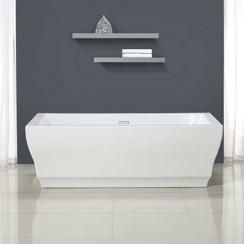 Ove Decors Vita 69 In Acrylic Flatbottom Freestanding Bathtub In White