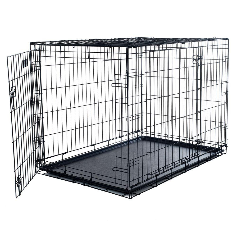 42"/36"/30"/24" Folding Cat Dog Crate Pet Kennel Metal Cage Tray Playpen 2 Doors