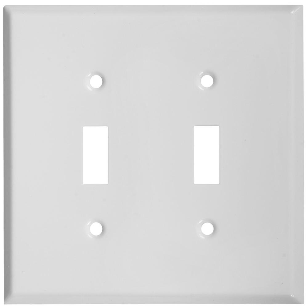 Stanley-National Hardware 2 Toggle Wall Plate - White-V8001 DBL ...