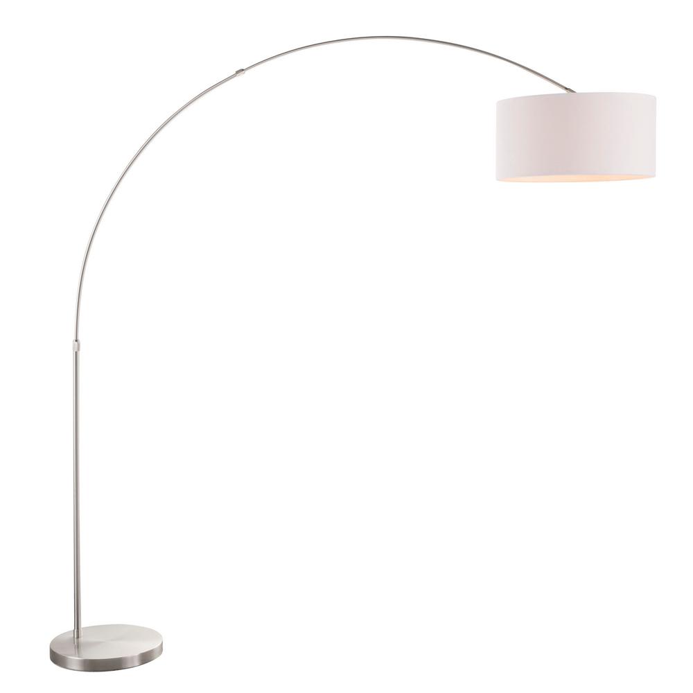 Lumisource Salon 76 In Satin Nickel Floor Lamp With White Shade