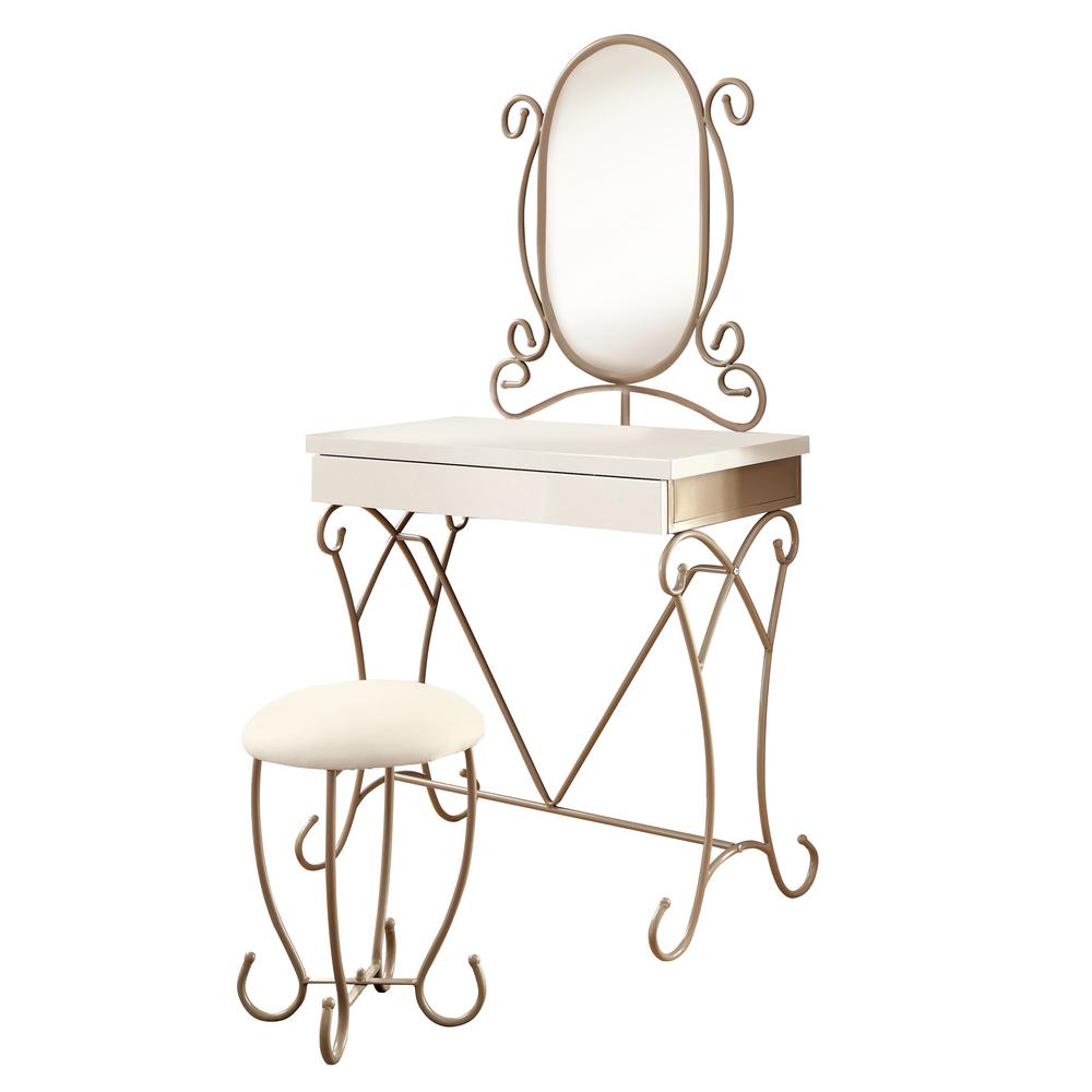 Furniture Of America Vella 2 Piece Champagne Princess Style Vanity Furniture Of America Vella 2 Piece Champagne Princess Style Vanity Set