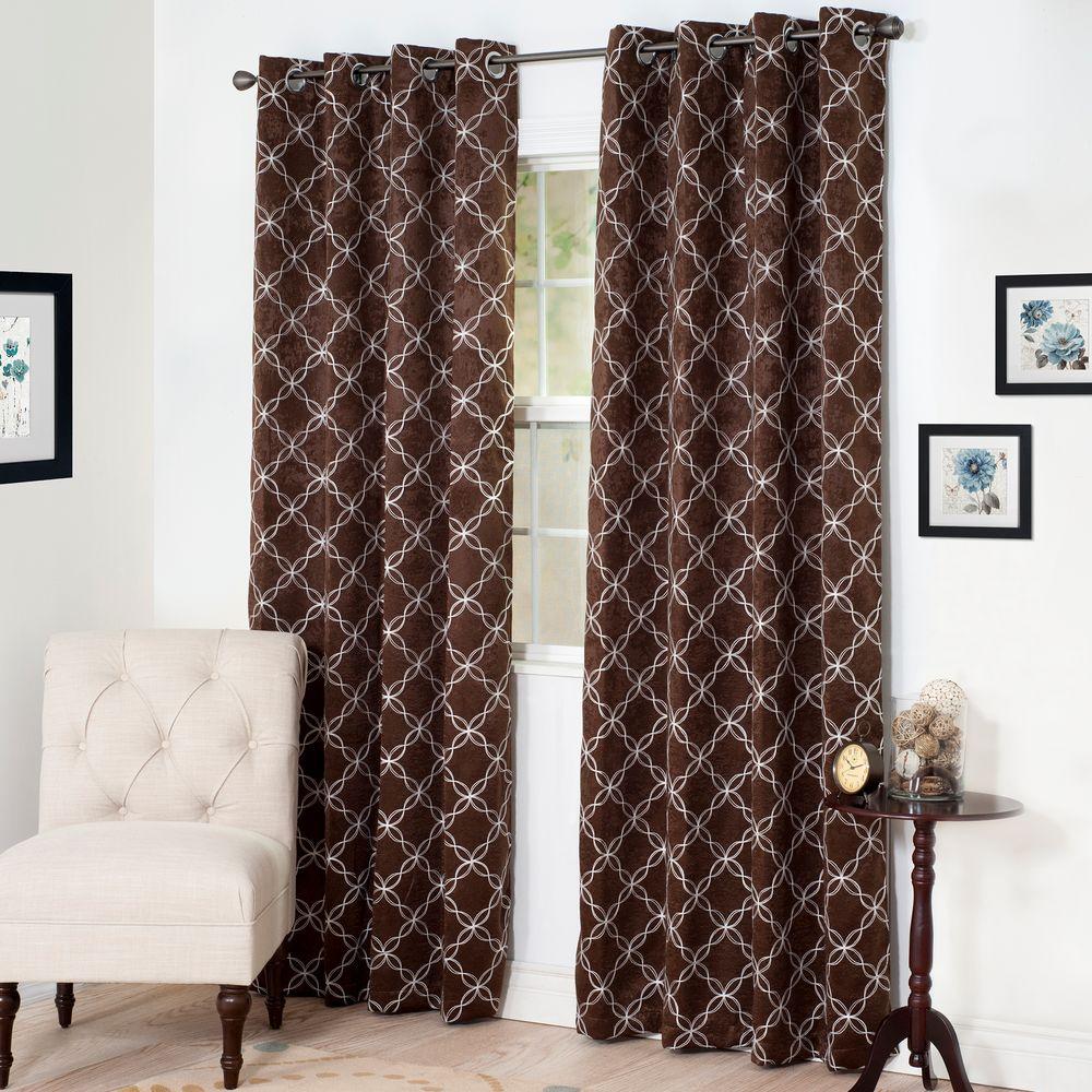Lavish Home Blackout Myra Chocolate Polyester Darkening Curtain 54 Lavish Home Blackout Myra Chocolate Polyester Darkening Curtain 54 In W X 84
