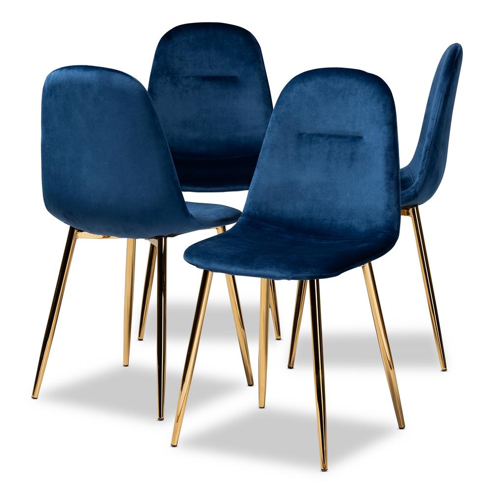 Baxton Studio Elyse Navy Blue Dining Chairs (Set of 4) 160 9912 HD 