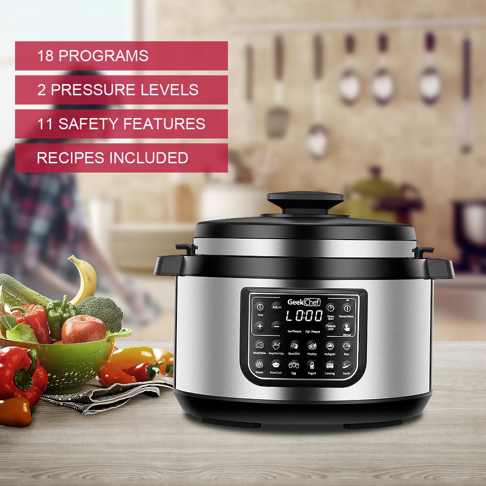 Geek Chef 11-in-1 Multi-Function Oval 8 Qt. Pressure Cooker-GP80Plus ...