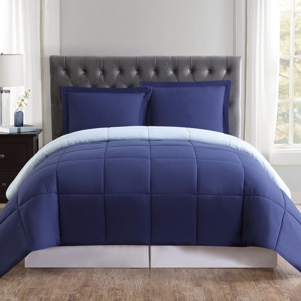 Truly Soft Everyday 3 Piece Navy And Light Blue Queen Comforter