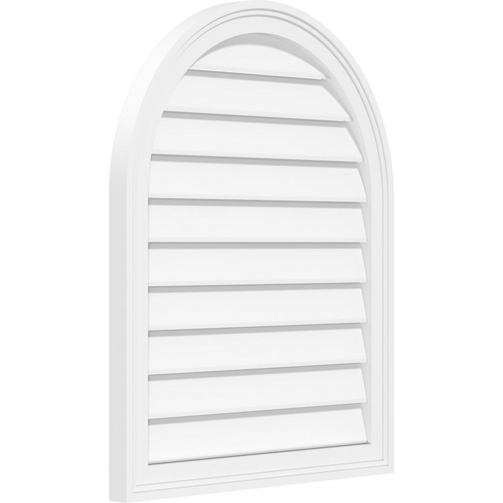 24 W Inch x 30 H Inch Ekena Millwork GVPVE24X3002SF Vertical Surface Mount PVC Gable Vent Factory Primed White