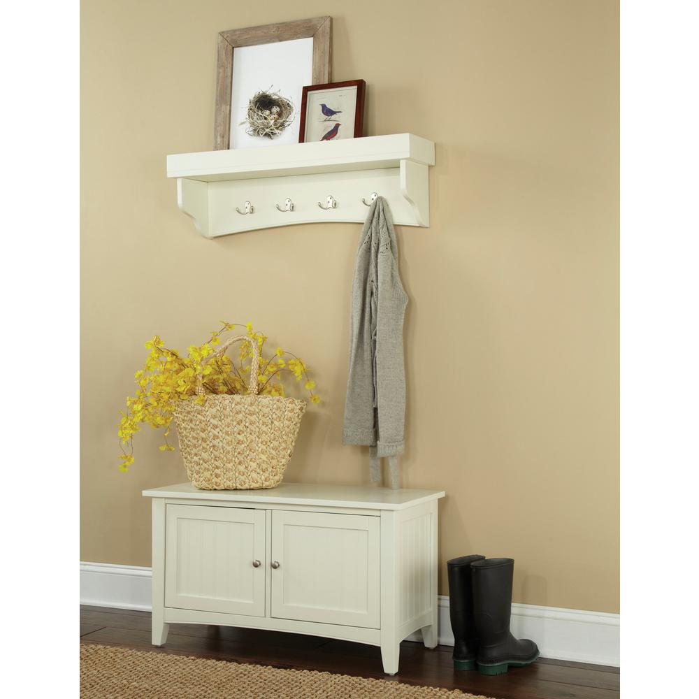 Alaterre Furniture Shaker Cottage Ivory Hall Tree with Storage