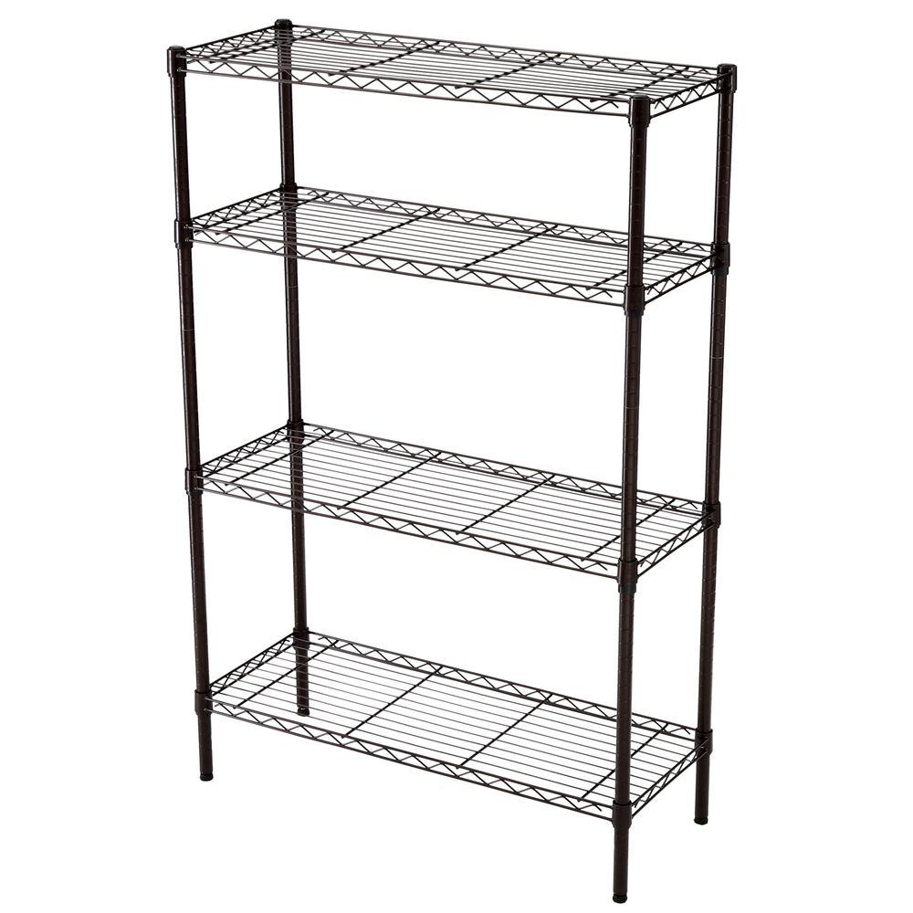 HDX 36 in. W x 54 in. H x 14 in. D 4Tier Antique Bronze Wire ShelfEH