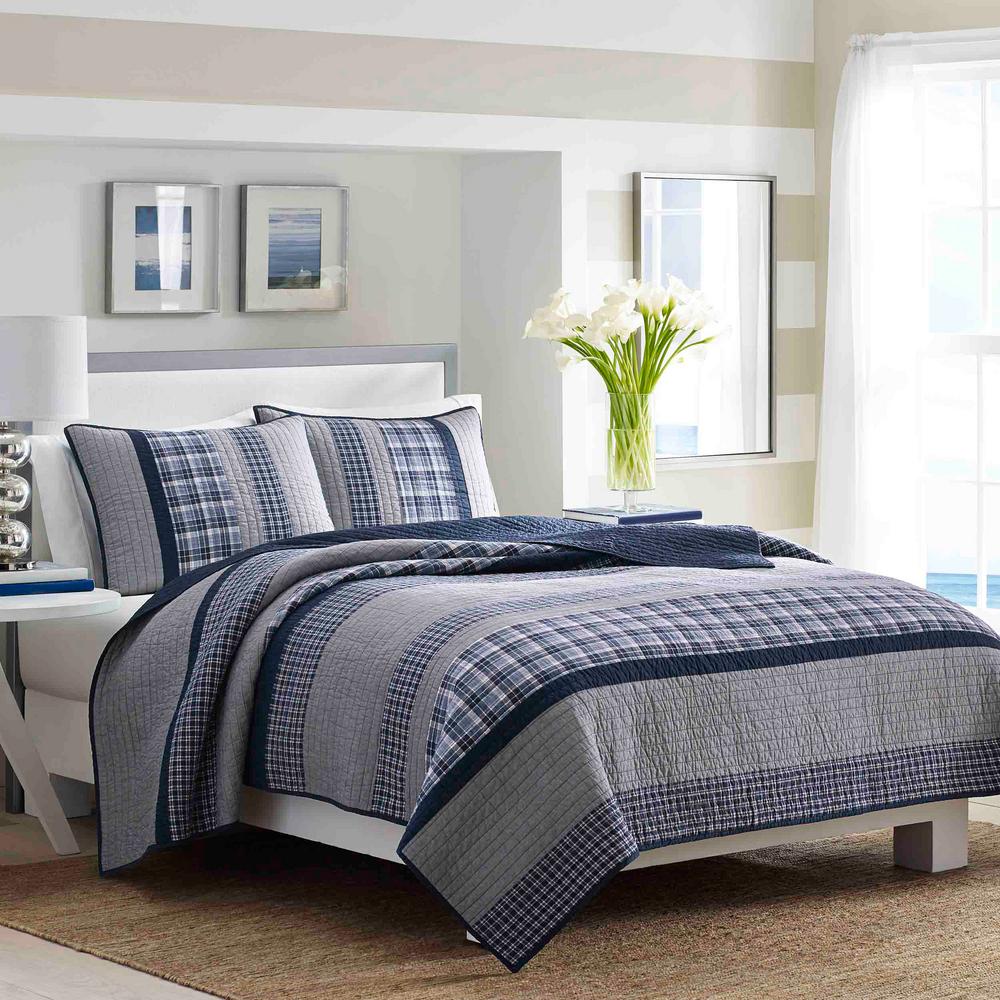 Nautica Adelson Navy King Quilt 210470 The Home Depot Nautica Adelson Navy King Quilt