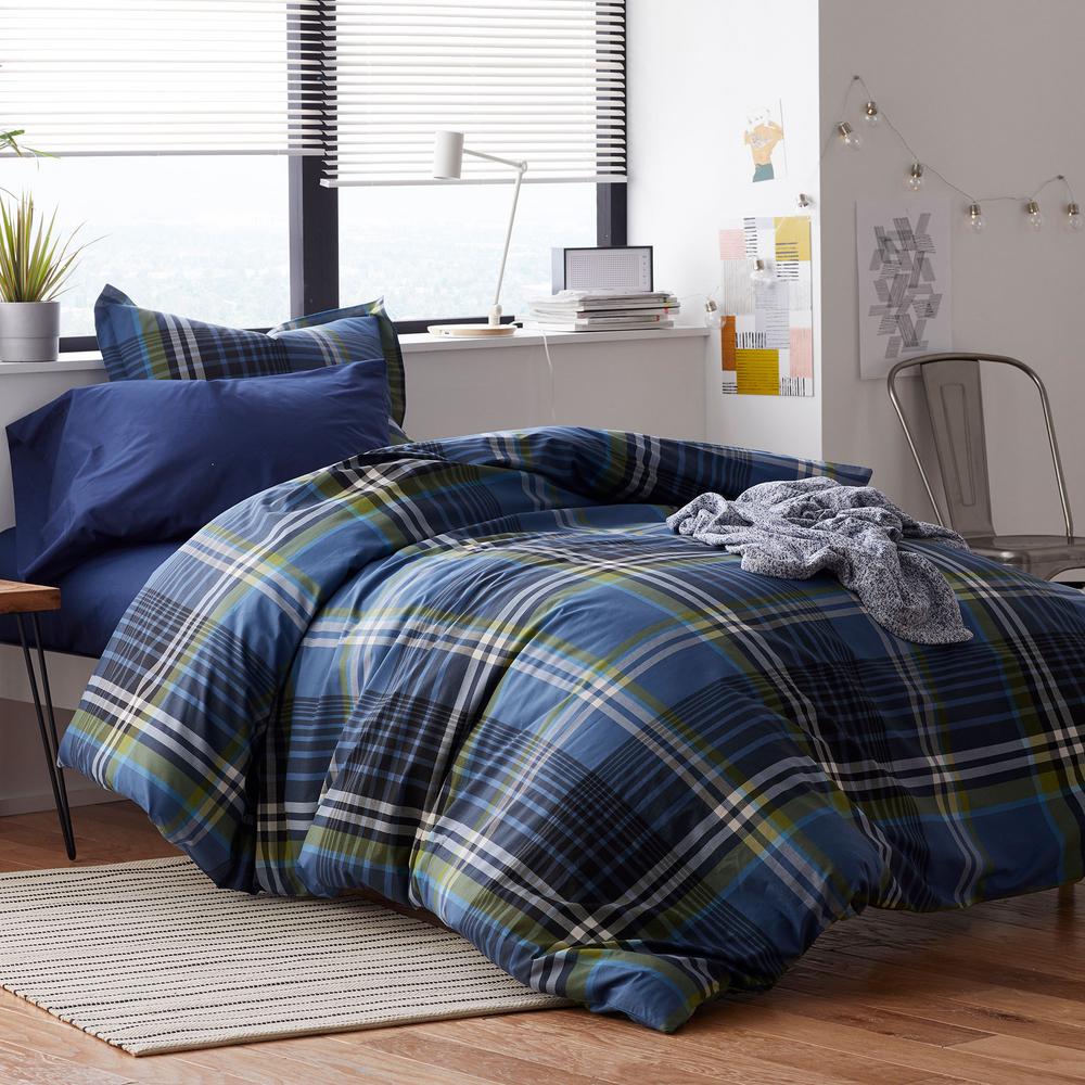 The Company Store Paxton 2Piece Multicolored Plaid Cotton Percale Twin XL Duvet Cover Set