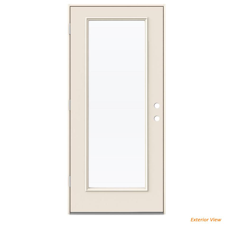 Jeld Wen 32 In X 80 Primed Right Hand Inswing Full Lite Clear Fiberglass Prehung Front Door