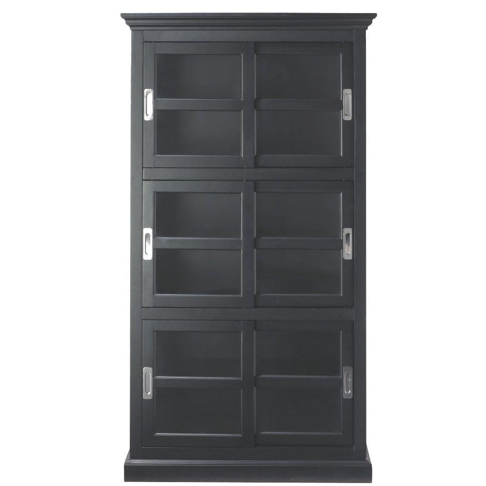 Home Decorators Collection Lexington Black Glass Door Bookcase