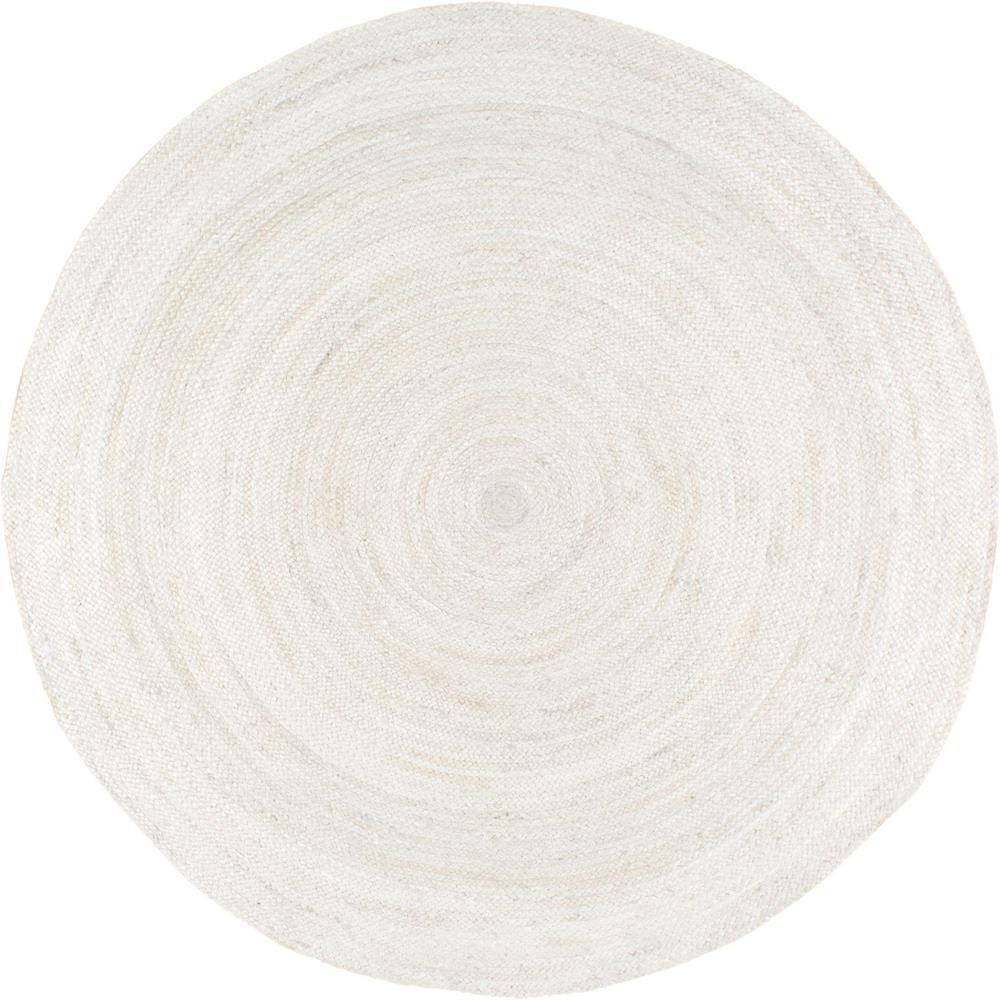 4 Round Jute Area Rugs The Home Depot Rigo Jute White 4 Ft X Round Area Rug