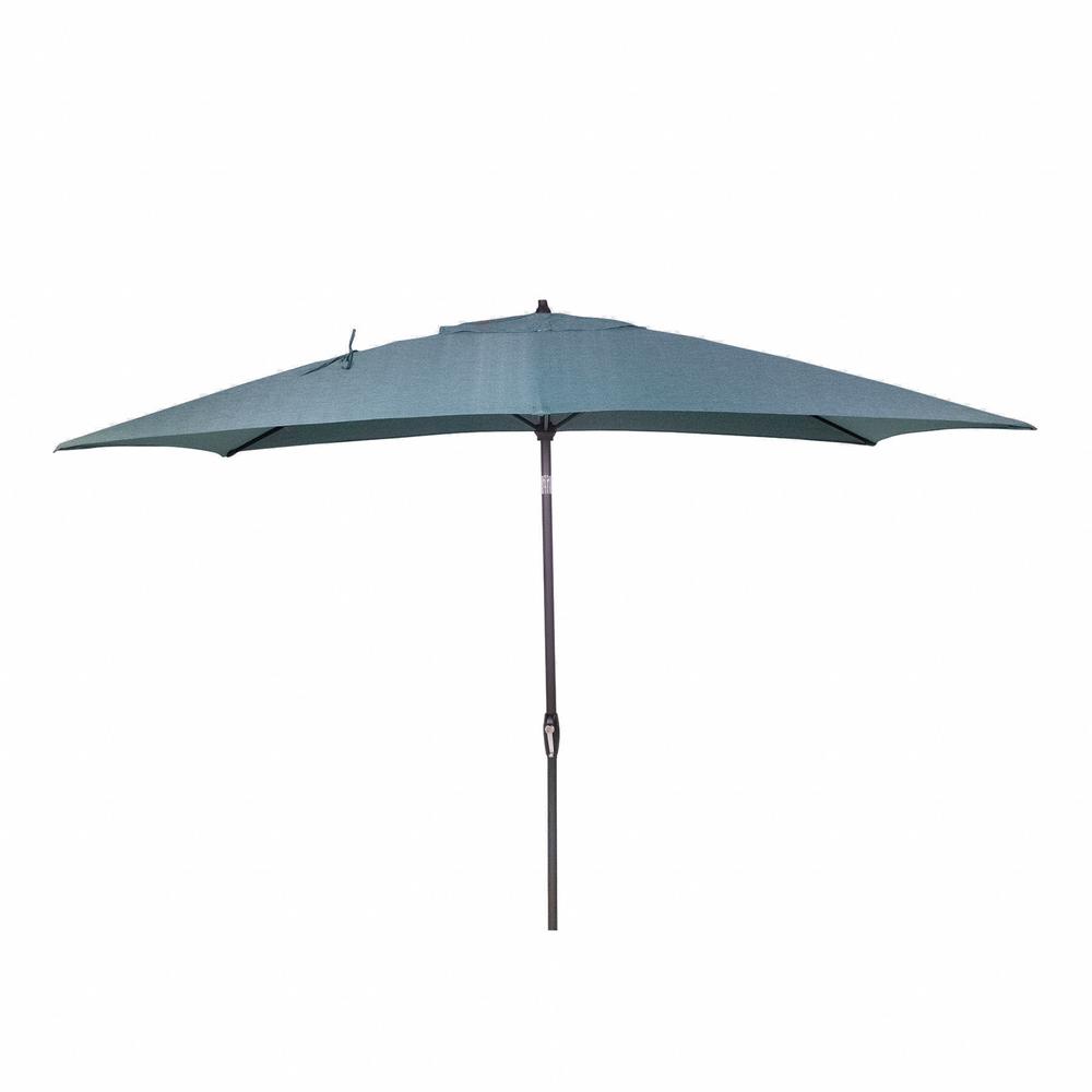 Hampton Bay 10 Ft X 6 Ft Aluminum Market Patio Umbrella In Steel Blue 9106 01439700 The Home Depot