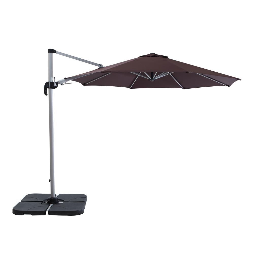 Sun Ray 10 Ft Aluminum Pole Cantilever Solar Patio Umbrella In Taupe 841044 The Home Depot