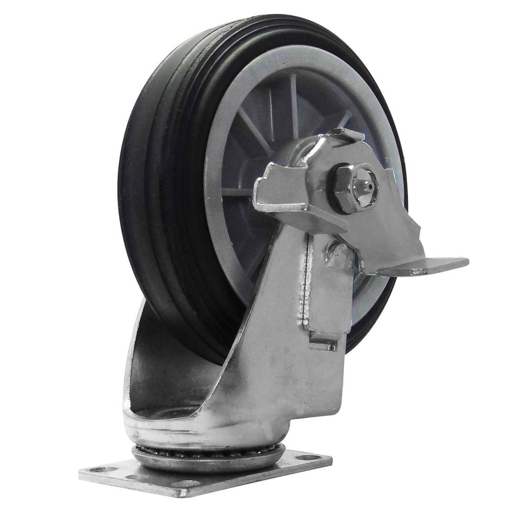 6 In All Terrain Solid Rubber Swivel Caster With Brake